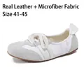 Weiße Echtleder-Ballerinas für Damen in Übergrößen, bequeme Schuhe in den Größen 41-45 - 41 / Gebrochenes Weiß
