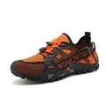 Breathable orange and black outdoor wading shoes designed for hiking and water sports. - Orange