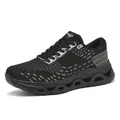 Men's black breathable mesh athletic running shoes with chunky hollow sole design - 40 / Black Style 3