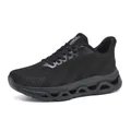 Breathable black mesh running shoes for men featuring a stylish chunky hollowed-out sole - 40 / Black