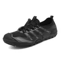 Men's black quick-dry outdoor water shoes with breathable mesh upper and anti-slip rubber sole - Black