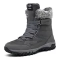 Durable grey winter snow boots featuring warm fur lining and rugged hiking soles - 35 / Women's Gray