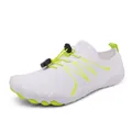 White quick-dry water shoes with neon green accents for outdoor hiking and swimming. - 36 / White Green