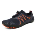 Breathable navy blue and orange quick-dry water shoes for outdoor hiking activities - 36 / Blue Orange