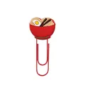 Creative red paperclip bookmark with a cartoon ramen bowl decoration for office. - 8