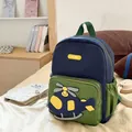 Adorable navy blue and green cartoon helicopter backpack for kindergarten boys and girls - High Quality Single Bag / Dark Blue