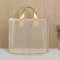 Detail of gold semi-transparent gift bag with honeycomb pattern for clothing and makeup - Golden Grid Pattern / Small 14 Silk 30*25 Bottom 6CM (Pack of 10)