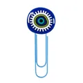 Creative light blue paperclip bookmark featuring a cartoon evil eye decorative top design - 14