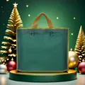 Eleganter dunkelgrüner Geschenkkaufbeutel mit goldenen Griffen in Weihnachtsoptik - 14 Seide Klein 30*25*Boden 6cm (10 Stück/Packung) / Dunkelgrün Mit Goldrand