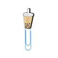 Creative cartoon boba milk tea shaped decorative paper clip in a light blue finish - 14