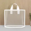 Detailed macro view showing the durable white honeycomb mesh pattern of the shopping bag - White Grid Pattern / Small 14 Silk 30*25 Bottom 6CM (Pack of 10)