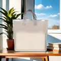 Saubere weiße Geschenk-Einkaufstasche aus Kunststoff für Kleidung und Einzelhandel - Transparent Silberrand / Klein 14 Seide 30*25 Boden 6CM (10er Pack)