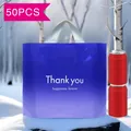 Set mit 50 lila Kunststoff-Einkaufstaschen mit Griffen und Thank You-Aufdruck - Verlauf Blau / Klein 14 Seide 30*25 Boden 6CM (10er Pack)