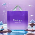 Lila Verlaufs-Geschenktüte mit Thank You Aufdruck für den Einzelhandel Verpackung. - Farbverlauf Lila / Klein 14 Seide 30*25 Boden 6CM (10er Pack)