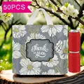 Florale Geschenktaschen 'Thank You' im 50er-Set für Kleidung und zum Shoppen gehen - Klein 14 Seide 30*25 Boden 6CM (10er Pack) / Grauer Lotus
