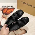 Elegant black ballet-style Mary Jane flats with bow detail for wide feet, sizes 36-42. - 39 / Black