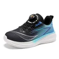 Baskets de sport respirantes pour hommes en mesh bleu et noir avec système de laçage rapide - 28 / Noir Bleu Lac (907MBY)