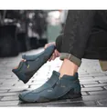 Stylish blue high-top leather shoes for men featuring a side zipper and sporty look - 38 / High Top Zipper Casual Shoes (T2535) / Blue