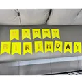 Yellow happy birthday swallowtail banner with gold foil letters for party decor - Pennant Style / Yellow