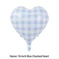 18-inch heart-shaped foil balloon featuring a classic blue and white plaid pattern - 18 Inch Plaid Heart Blue