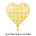 18-inch heart-shaped party balloon with classic yellow and white checkered pattern design - 18 Inch Plaid Heart Yellow