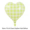 18-inch heart-shaped balloon with a green and white checkered pattern for party decoration - 18 Inch Plaid Heart Green