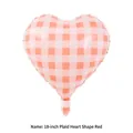 18-inch heart-shaped foil balloon with classic orange and white checkered pattern - 18 Inch Plaid Heart Orange Red