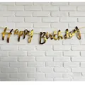 Elegant gold foil Happy Birthday letter banner for festive party wall decoration - Script Font Banner / Gold