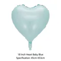 18-inch baby blue heart-shaped foil balloon measuring 45cm x 53cm for celebrations. - 18 Inch Heart Baby Blue