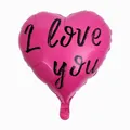 Heart-shaped magenta foil balloon with I Love You text for celebration - 18-inch Heart ILOVEYOU Rose Red