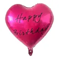 Vibrant pink heart-shaped foil balloon with elegant Happy Birthday script for celebrations - 18 Inch (Happy Birthday) / Rose Pink