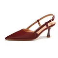 Κομψές μπορντό γόβες slingback με μυτερή μύτη και ένα ρυθμιζόμενο λουράκι με αγκράφα - 34 / Μπορντό
