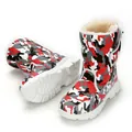 Waterproof camouflage snow boots with plush lining and non-slip white soles - 27 / Camo Bright Red