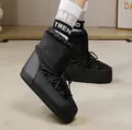 Stylish black winter moon boots with thick platform and textured upper detail. - 37/38 / S-04 Cloth Crocodile Black