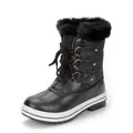 Bottes de neige d'hiver noires pour femmes avec bordure en fausse fourrure chaude - 36 / Noir