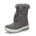 Bottes de neige grises matelassées pour femmes avec doublure en fausse fourrure et semelle plate - 36 / Gris