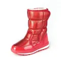 Glänzende rote Metallic-Winterstiefel mit warmem Wollfutter für Damen und Kinder - 27 / China Rot