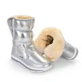 Warme silberne Wintersneaker-Schneestiefel mit dickem Kunstpelzfutter für Damen und Kinder - 40 / Silber