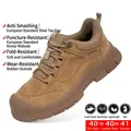 Atmungsaktive braune Herren-Sicherheitsschuhe mit Stahlkappe und Kevlar-Sohle. - 38 / Ganzjahres Sicherheitsschuhe (2598 Kamel Ganzjahres) / Camel