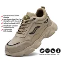 Zapatos de seguridad aislados caqui transpirables con puntera de plástico y suela antiperforación - 39 / Estilo para Todas las Estaciones 2357 / Arena