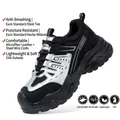 Zapato de seguridad para mujer en negro y plata con puntera de acero y suela anti-perforación - 35 / Estilo para Todas las Estaciones (2610) / Plateado