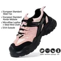 Zapatos de seguridad rosas y negros para mujer con puntera de acero y suela Kevlar - 35 / Estilo para Todas las Estaciones (2610) / Rosa
