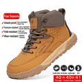 Botas de seguridad marrones de caña alta para hombre con puntera de acero y suela antipinchazos - 39 / Estilo 2597 Marrón Amarillento para Todas las Estaciones