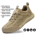 Khaki lightweight safety work shoe featuring Kevlar midsole and protective plastic toe cap - 35 / All-Season Style (2326) / Sand