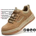 Durable brown safety work shoes with steel toe and puncture-resistant midsole - 35 / 8876 Camel Four Seasons Style / Camel