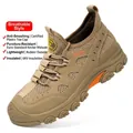 Chaussures de sécurité respirantes kaki pour hommes avec embouts de protection en plastique - 38 / Sand (2051w)
