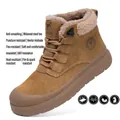 Botas de seguridad con forro polar marrón, puntera de plástico e aislamiento de 6KV - 38 / Estilo 2567 Acolchado / Camel