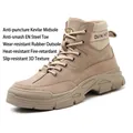 Puncture resistant steel toe safety work boots in breathable khaki suede finish - 36 / 2033 All-season Style / Sand