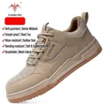 Zapatos de seguridad de color caqui transpirables con puntera de acero y suela antiperforación - 35 / Estilo de Malla (8876) / Arena