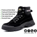 Professional black men's safety work boots with steel toe and anti-puncture protection sole - 36 / 2033 (Four Seasons) / Black